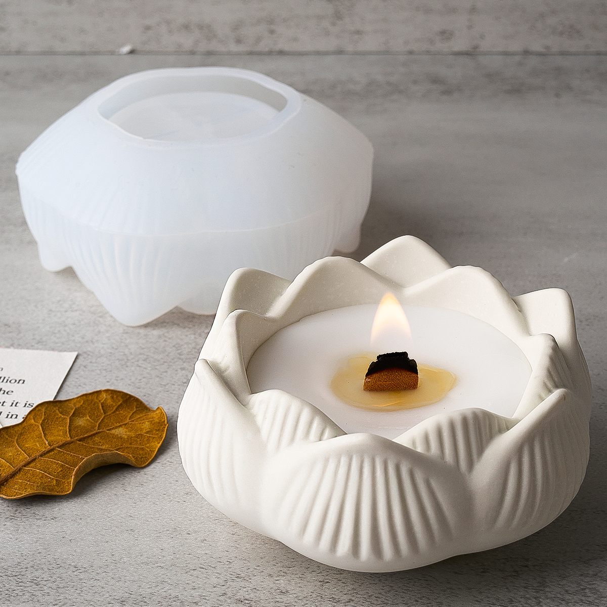 Terrazzo Pot Cement - Lotus Shape Candle Holder Plaster Mold