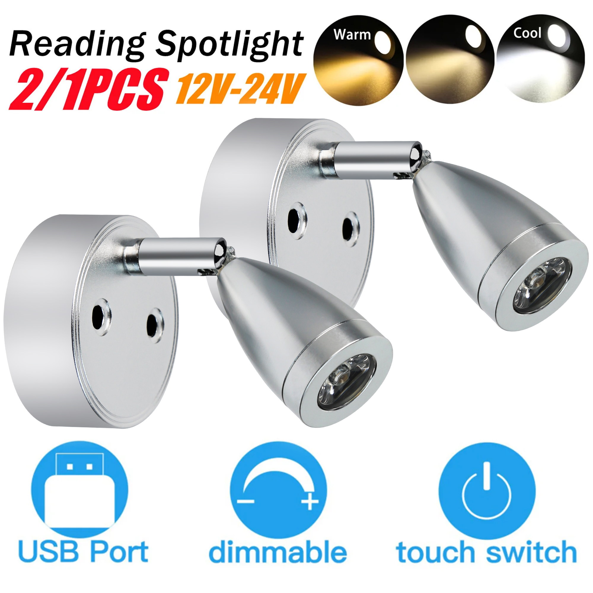 2/1PCS Silver/Black DC 12-24V  - Interior Design Icon recensione e prezzo