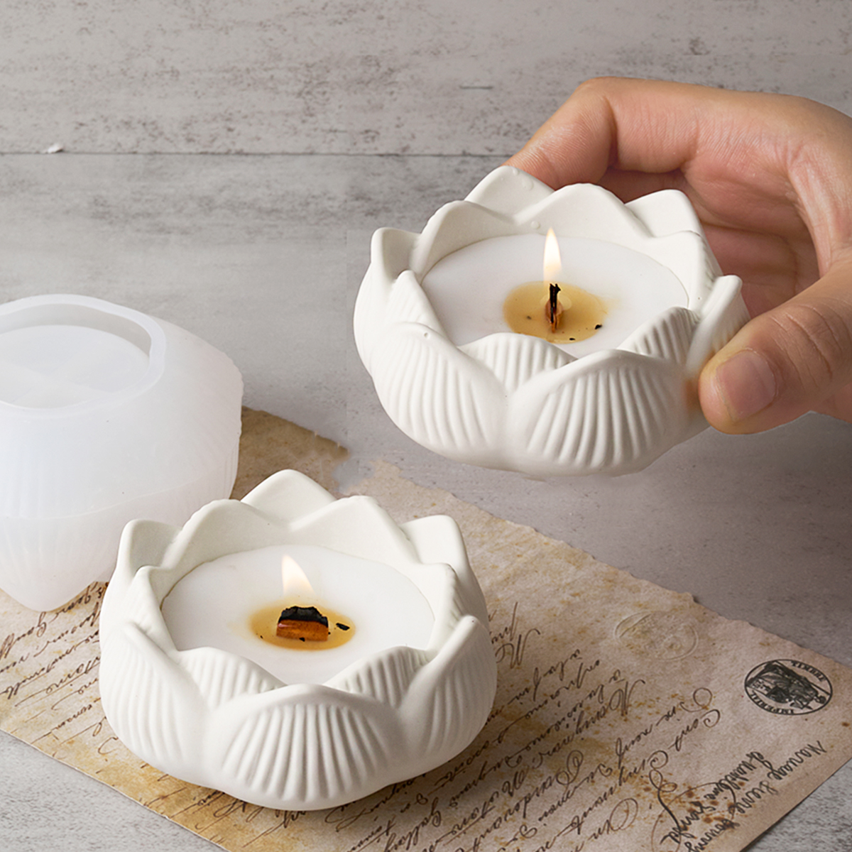 Lotus Shape Candle Holder Plas - Terrazzo Pot Cement recensione e prezzo